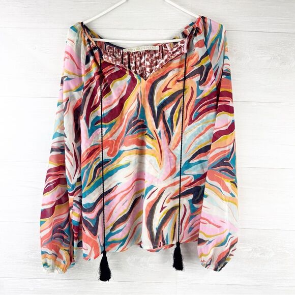 Marie Oliver Multicolor Tassel Lightweight Relaxed Top XS - Picture 2 of 6